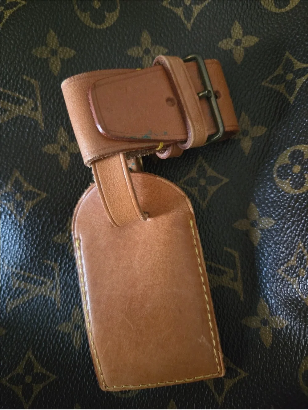 Louis Vuitton Tan Brown Monogram Leather Luggage Tag